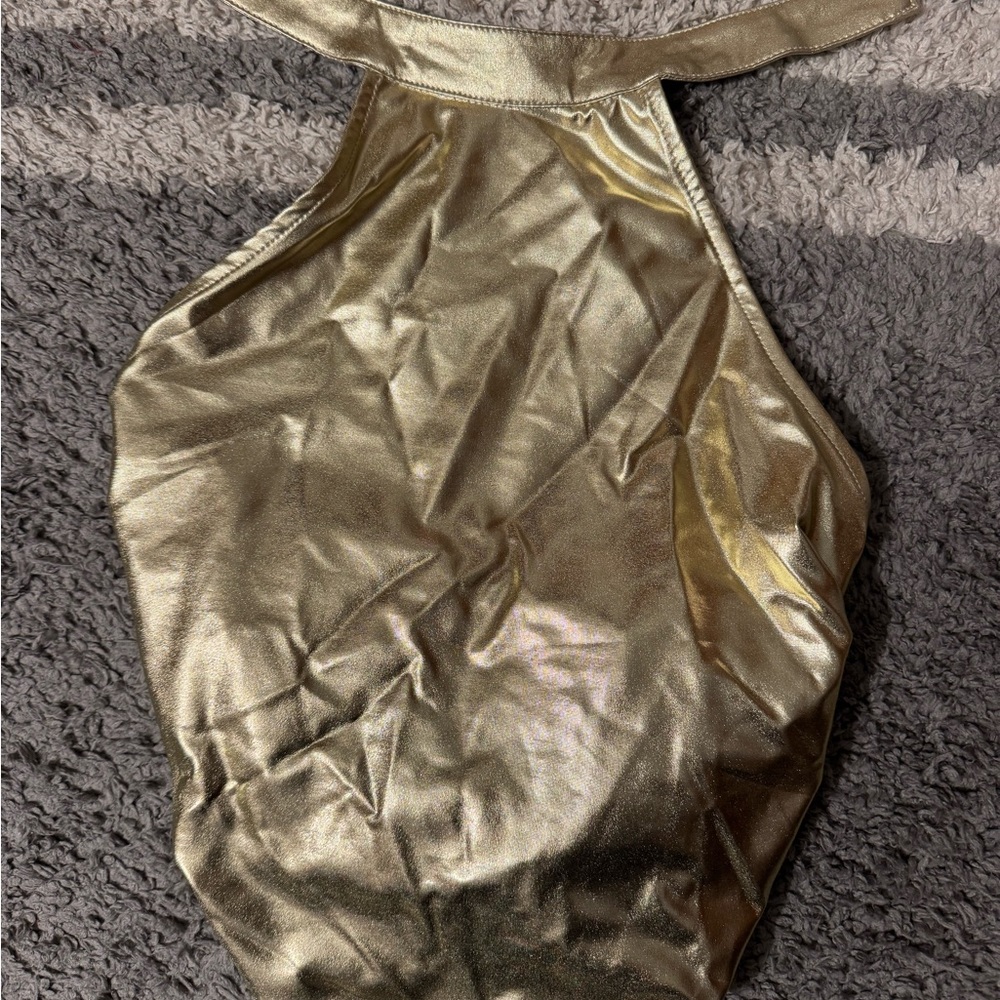Gold Metallic Halter Top